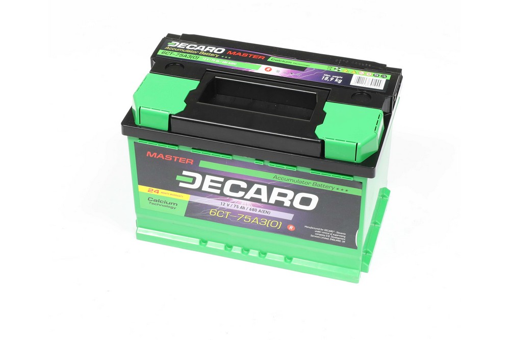 Акумулятор 75Ah-12v DECARO MASTER (278х175х190),R,EN680